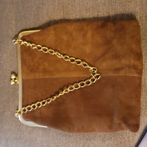 Vintage brown suede clutch purse